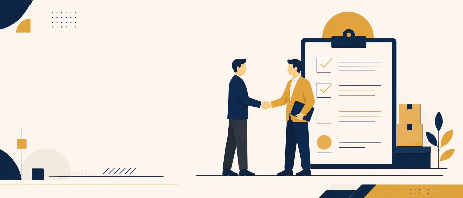 Illustrated procurement discussion, checklist, and boxed goods