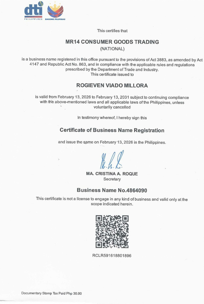 DTI Business Name Registration, reference 4864090